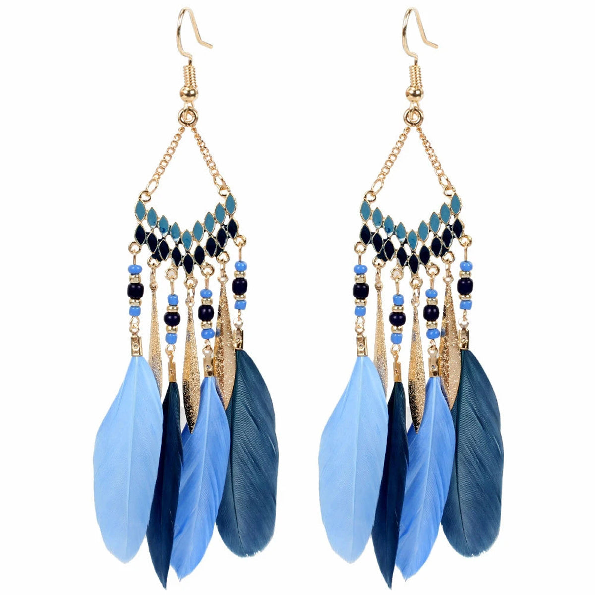 Wholesale Bohemian Feather Long Earrings